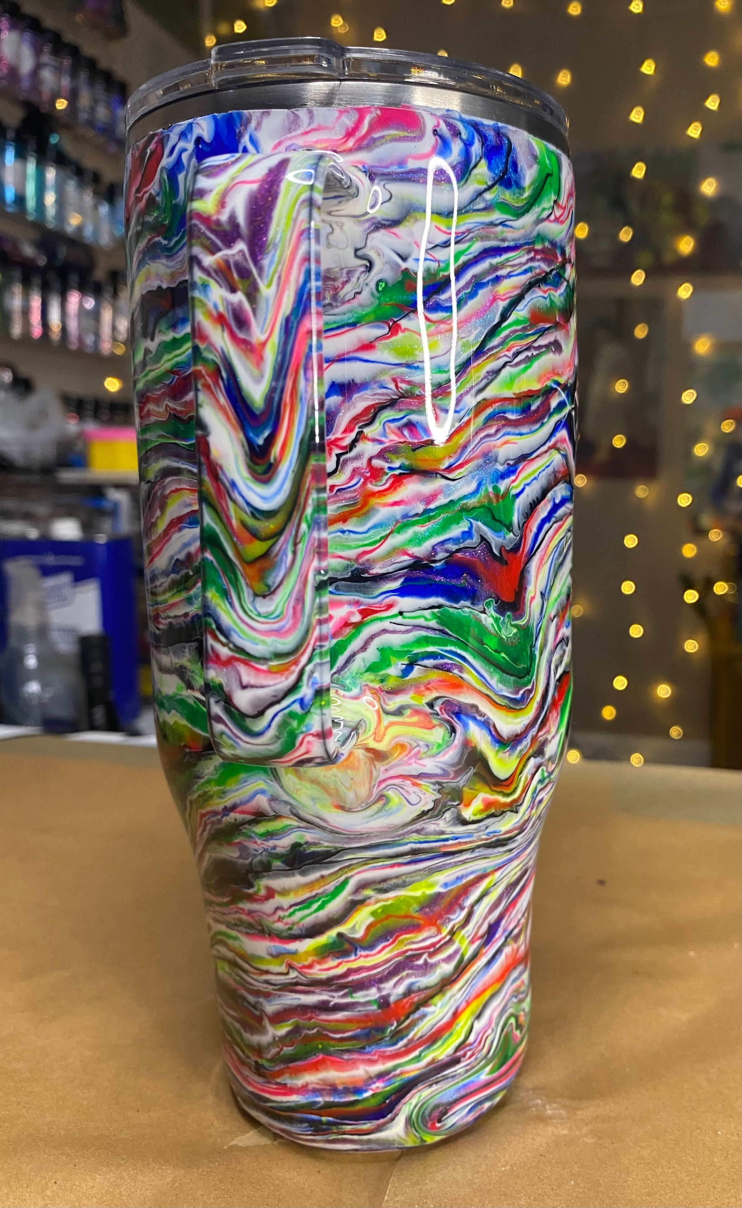 24 oz. Modern Curve Handled Tumber - Glow/Neon PGS Blurred Lines *Made on Live*