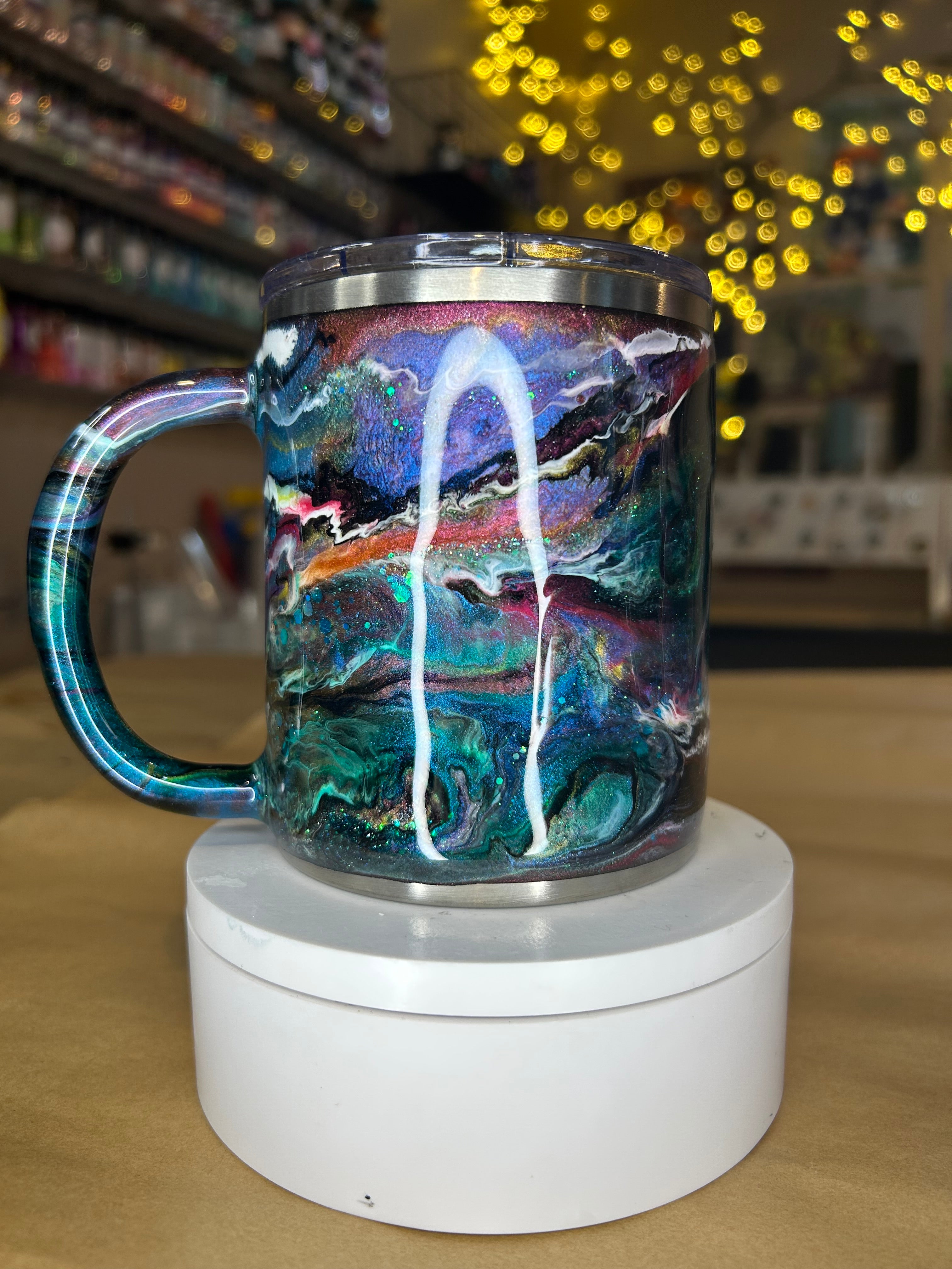 10 oz. Morning Mug (Tipsy Magnolia) - Vibrant Teal & Pink Mashup