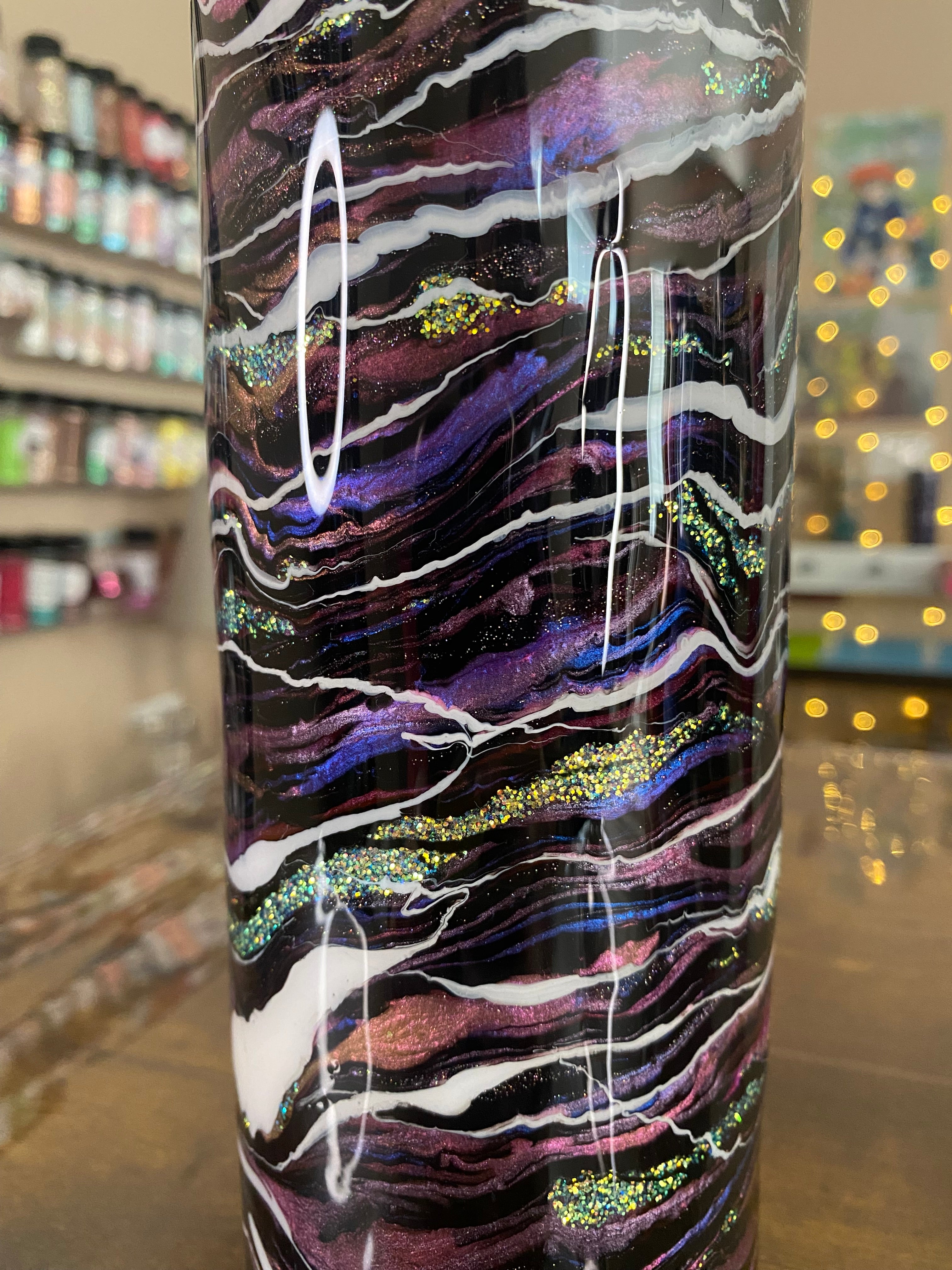 30 oz. Straight Skinny - Pink Stripes PGS Blurred Lines