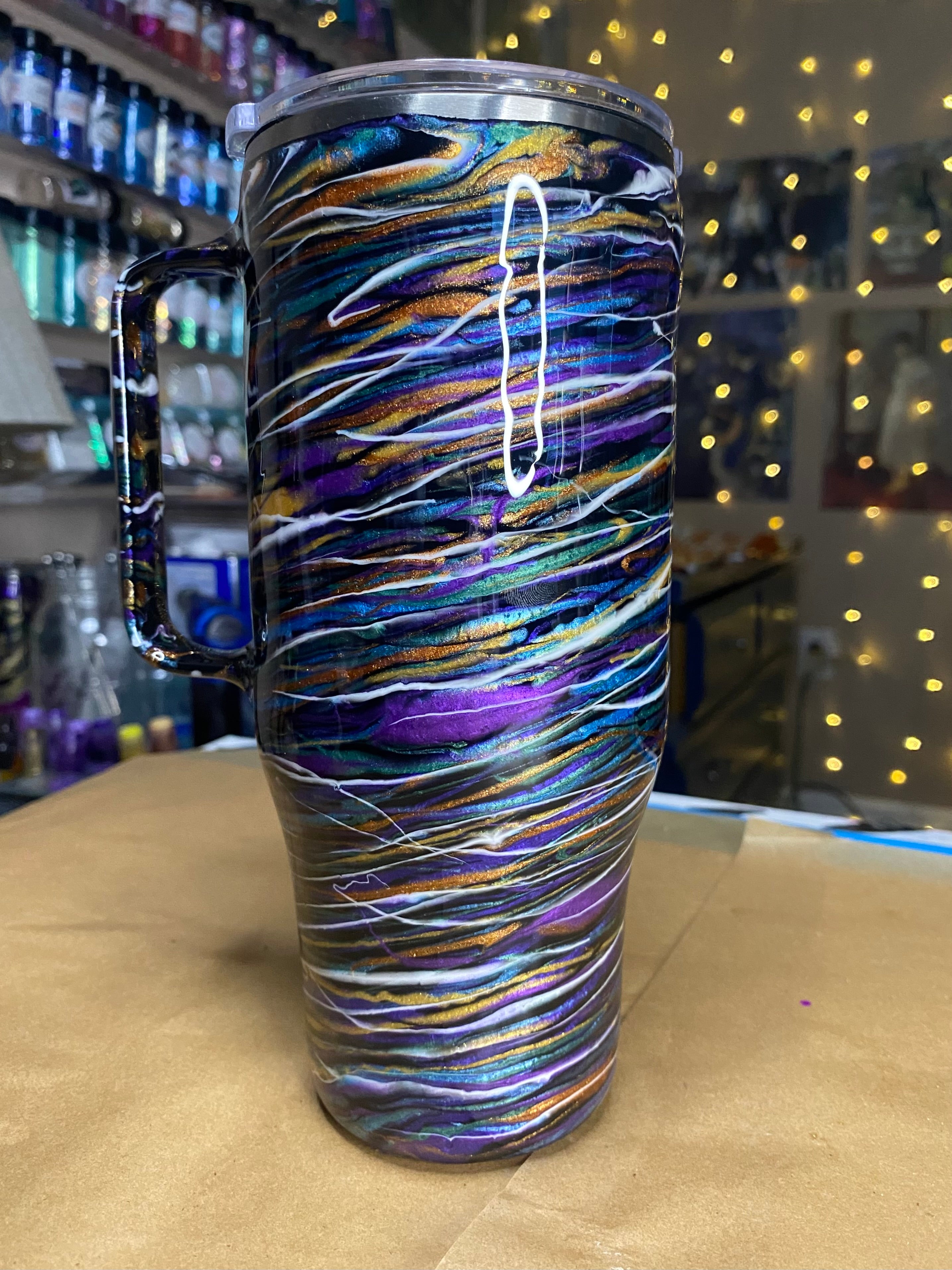 24 oz. Modern Curve Handled Tumber - Copper/Purple/Multi PGS Blurred Lines