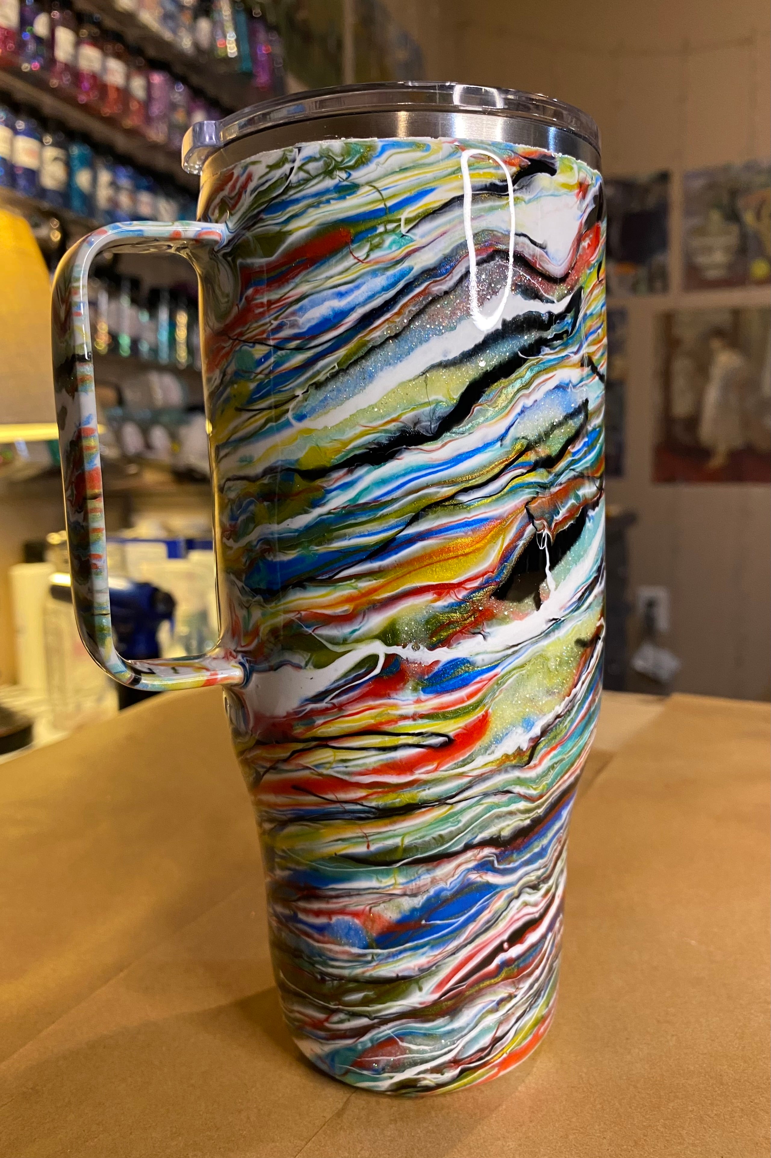 24 oz. Modern Curve Handled Tumber - PGS Blurred Lines *Made on Live*