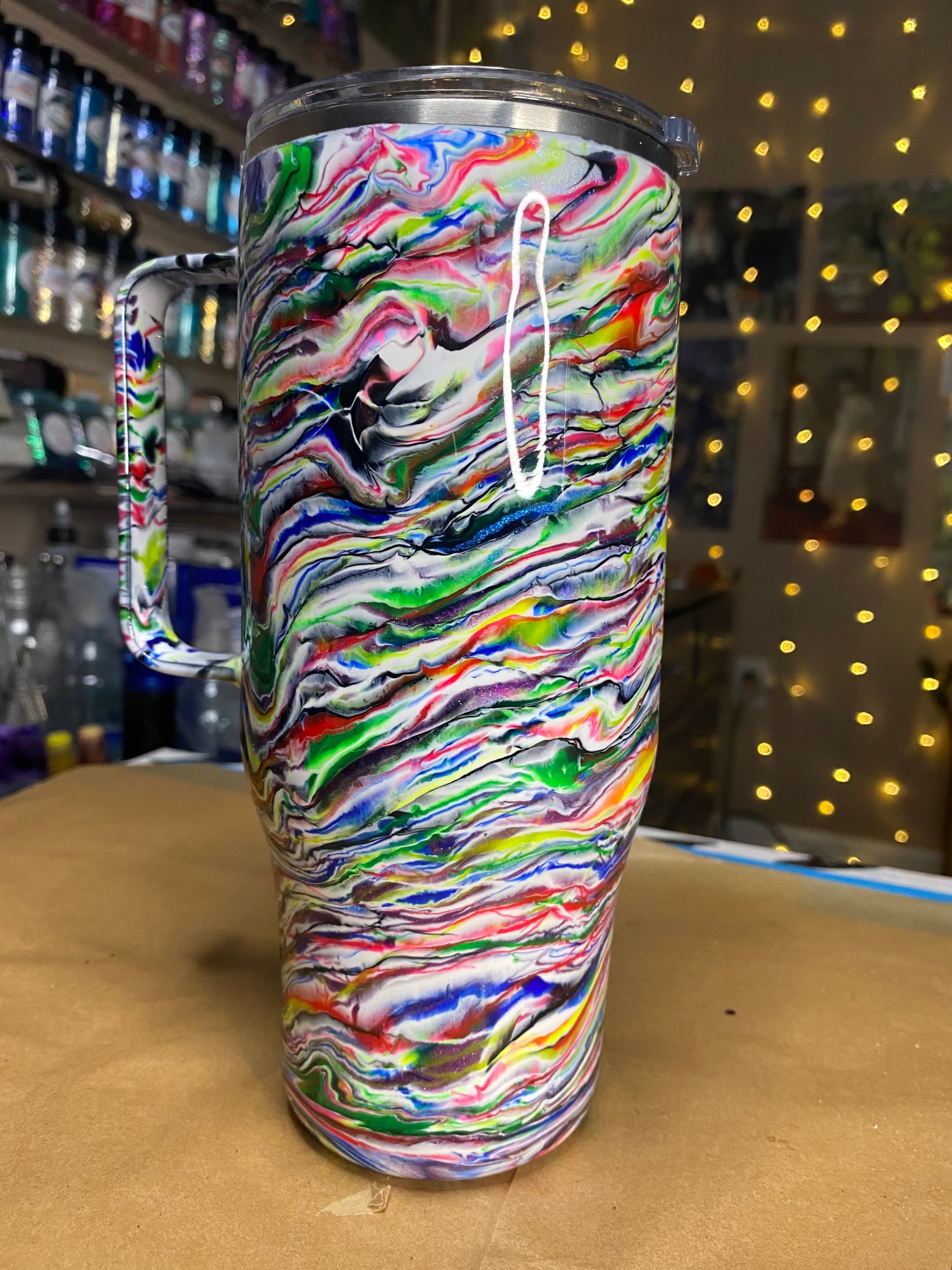 24 oz. Modern Curve Handled Tumber - Glow/Neon PGS Blurred Lines *Made on Live*