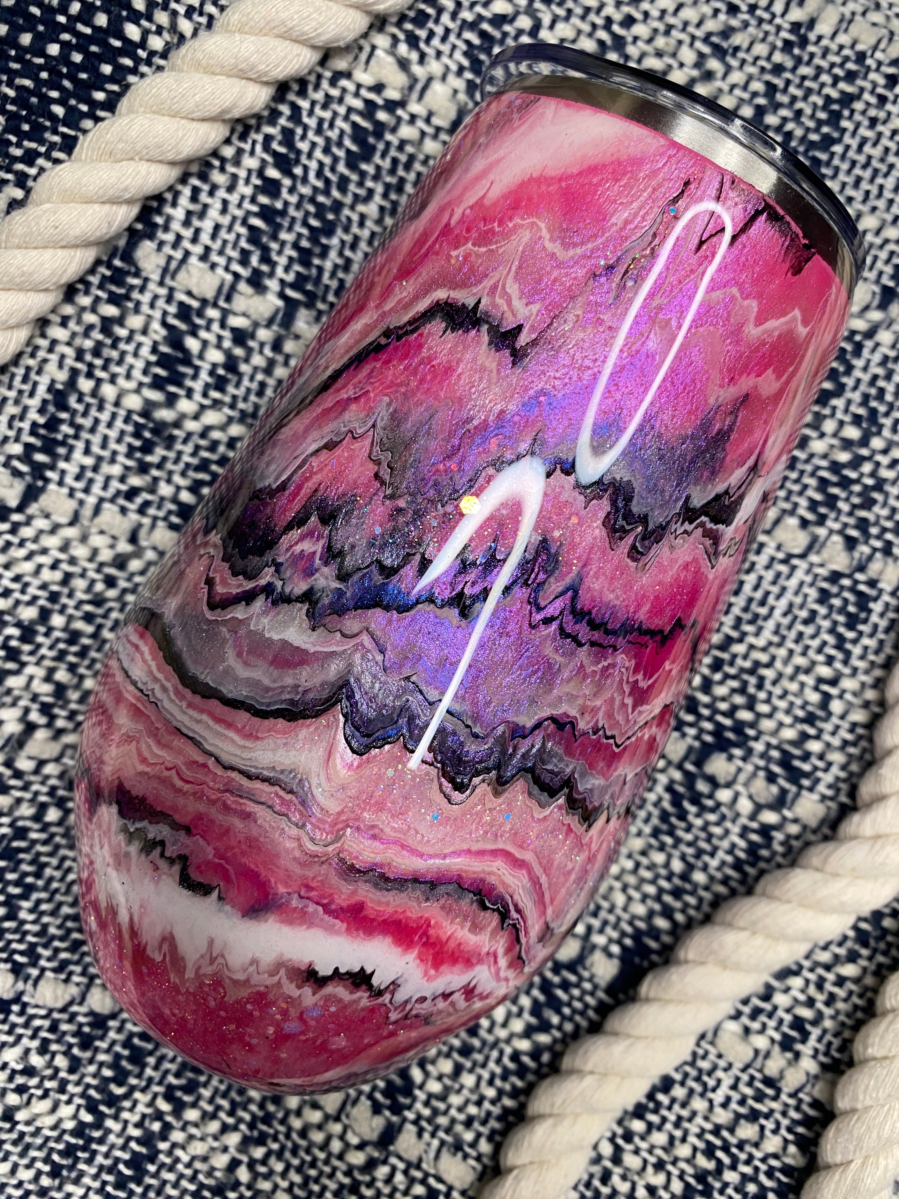 3. 17 oz. Stemless Wine Tumbler (ALL THE PINKS Blurred Lines)