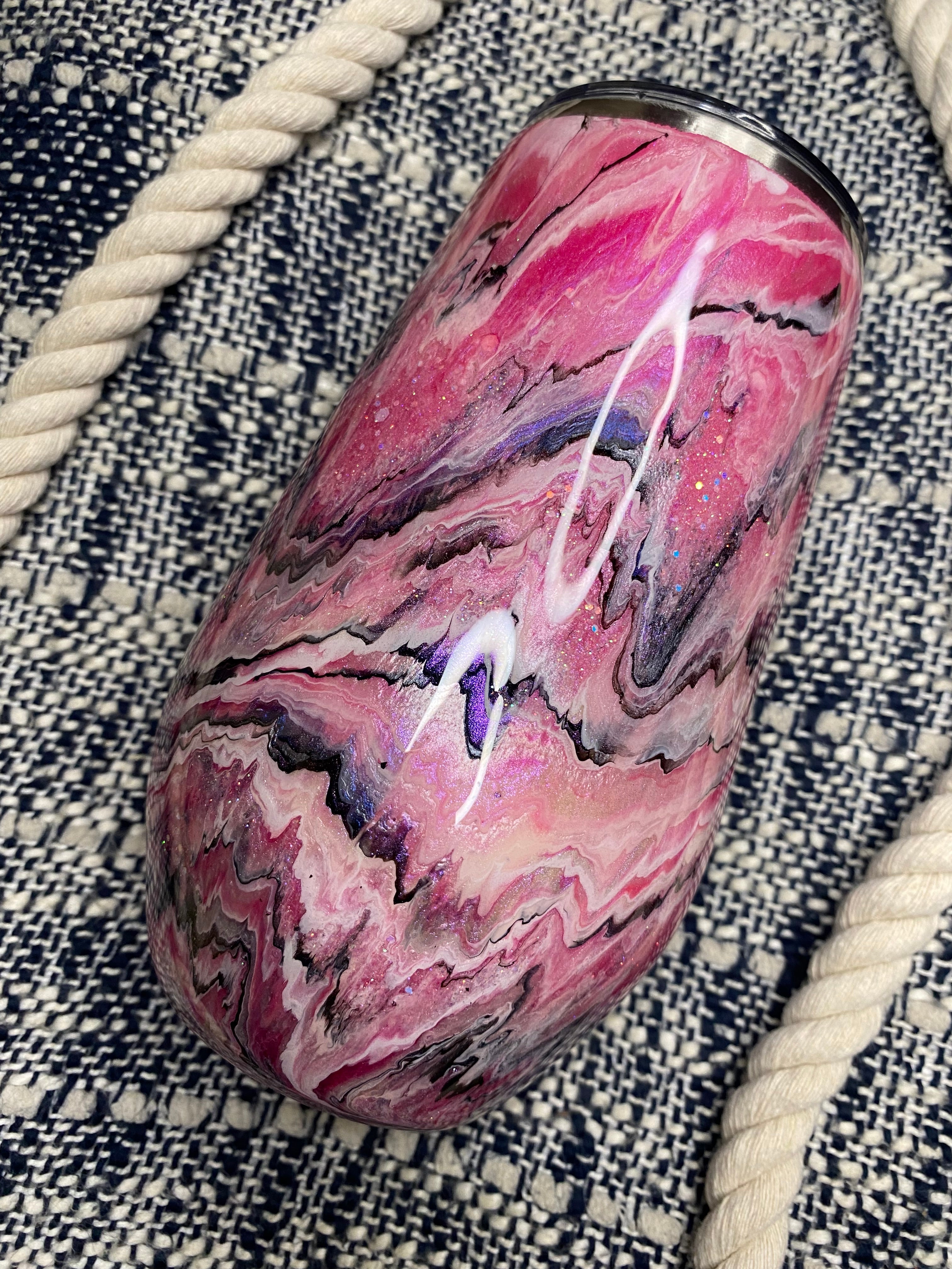 3. 17 oz. Stemless Wine Tumbler (ALL THE PINKS Blurred Lines)