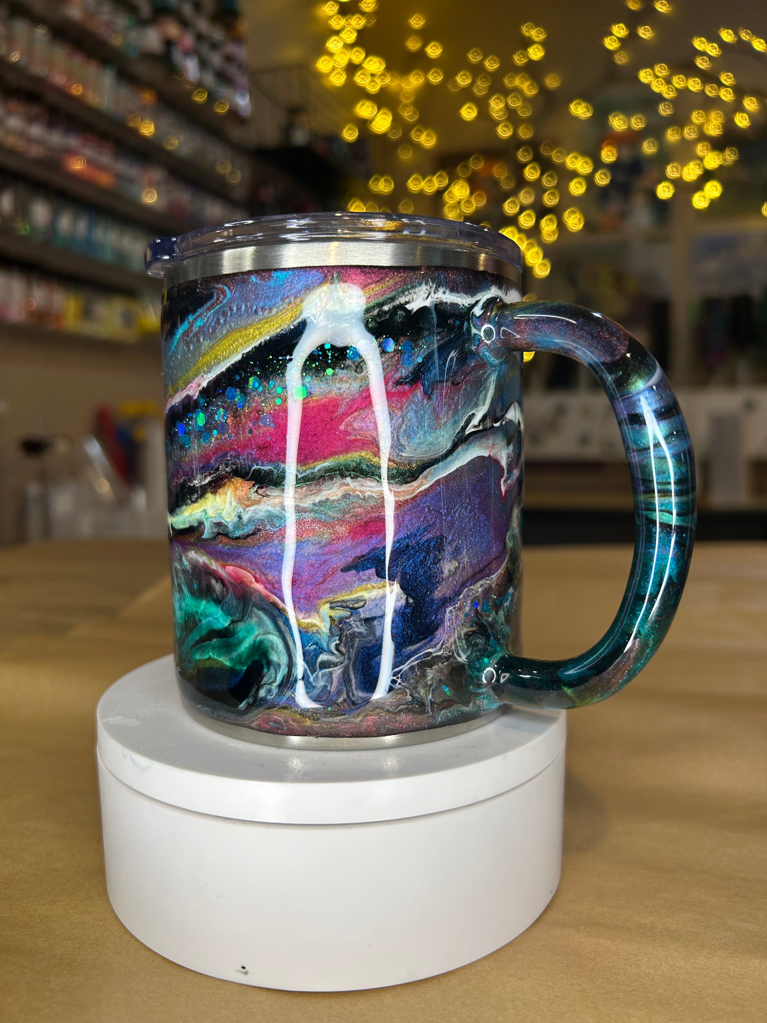 10 oz. Morning Mug (Tipsy Magnolia) - Vibrant Teal & Pink Mashup