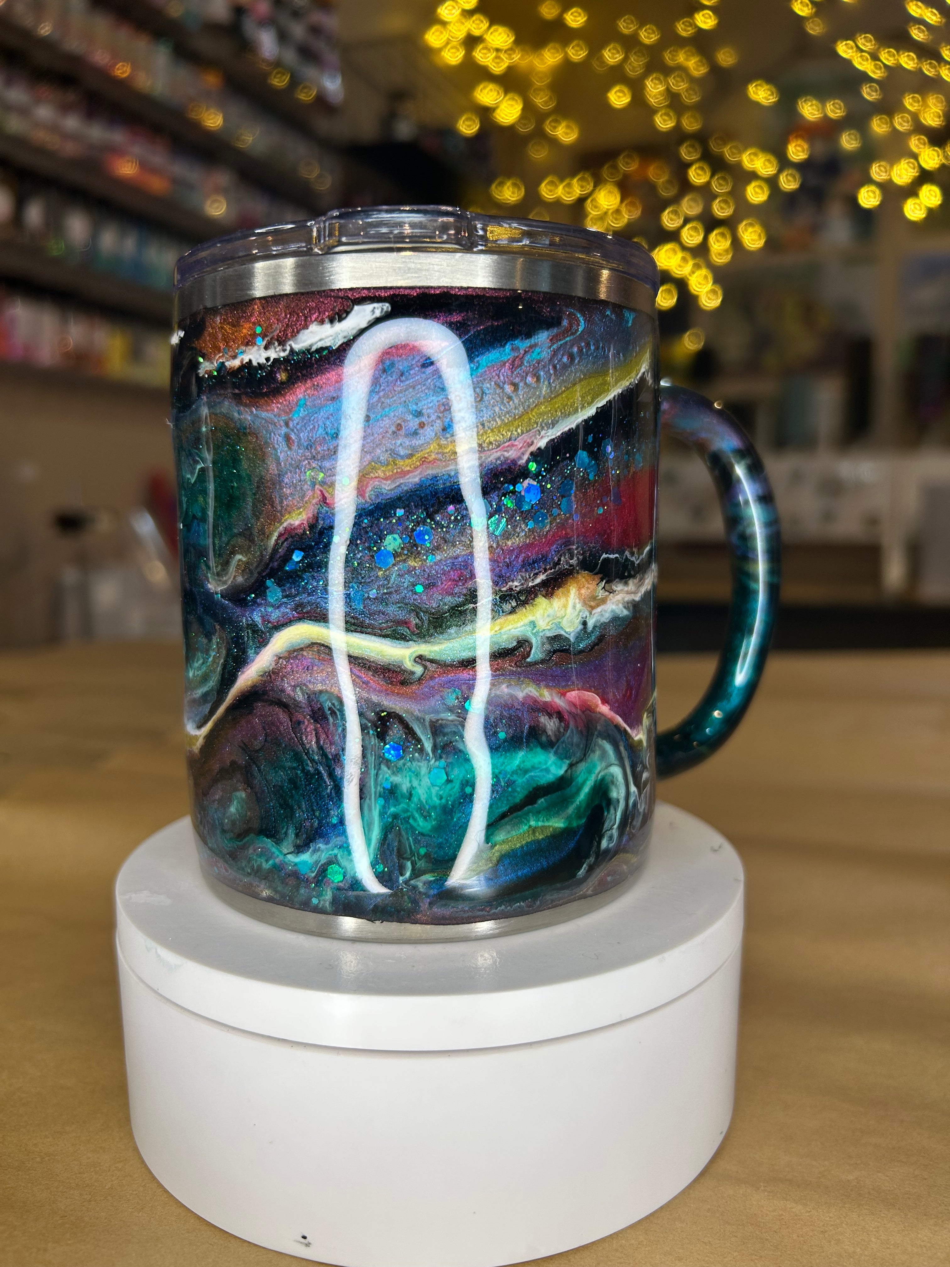 10 oz. Morning Mug (Tipsy Magnolia) - Vibrant Teal & Pink Mashup