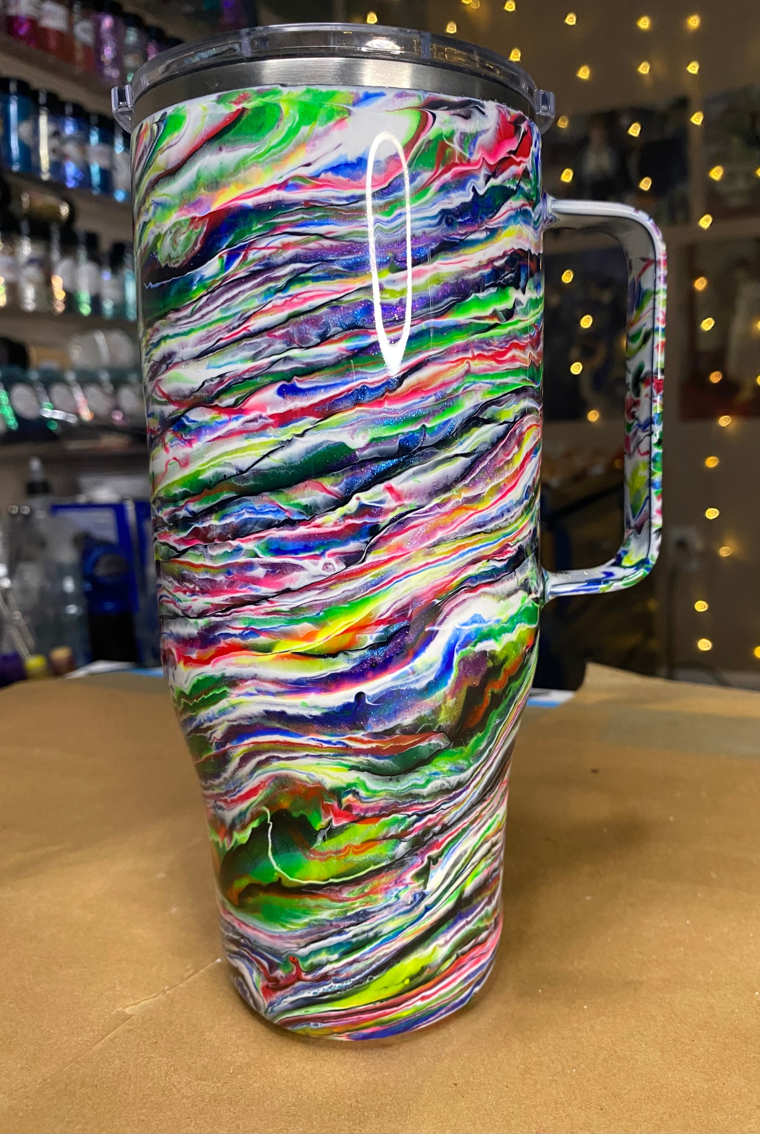 24 oz. Modern Curve Handled Tumber - Glow/Neon PGS Blurred Lines *Made on Live*