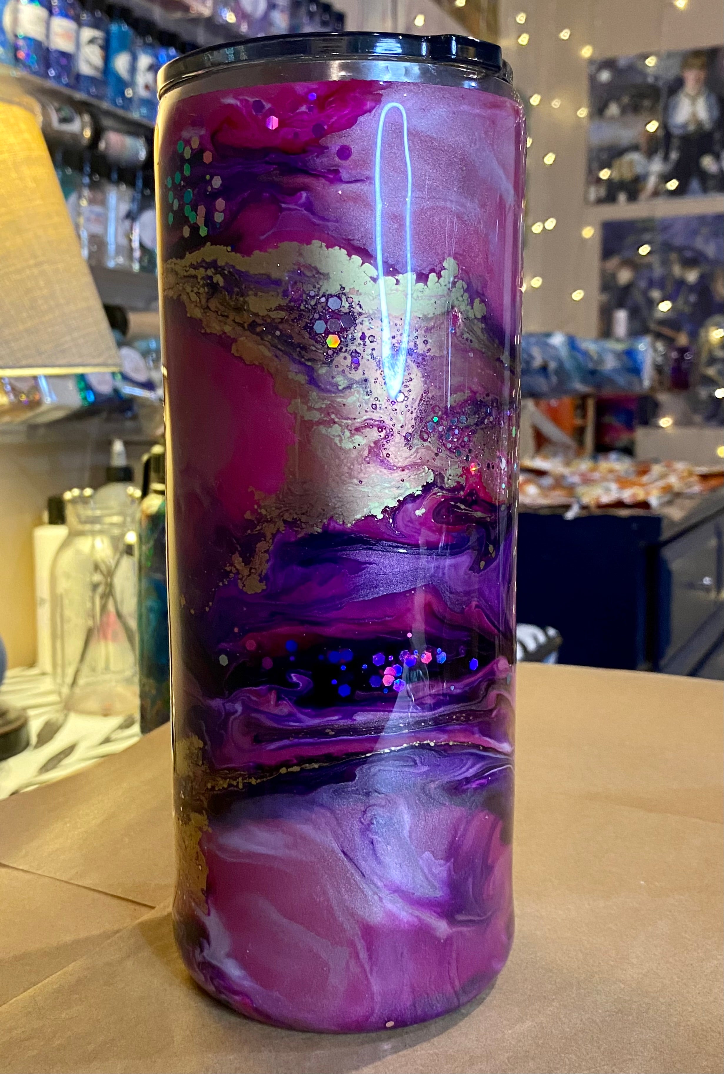 30 oz. Fatty Tumbler - Pink/Purple/Gold/Rose Gold Ink Swirl