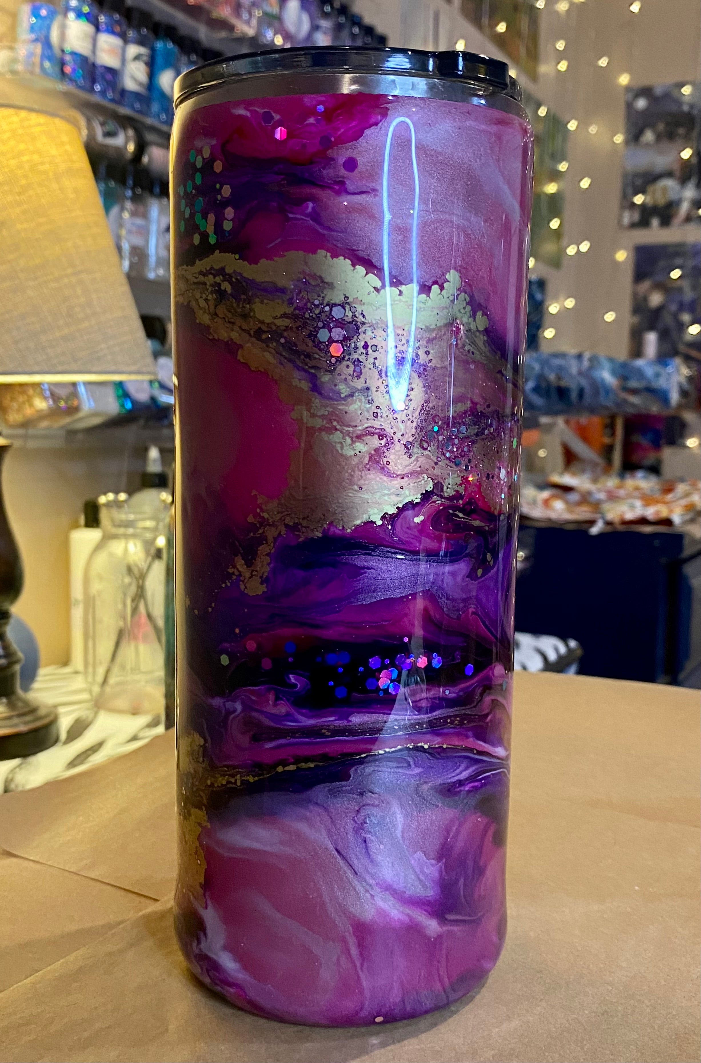 30 oz. Fatty Tumbler - Pink/Purple/Gold/Rose Gold Ink Swirl