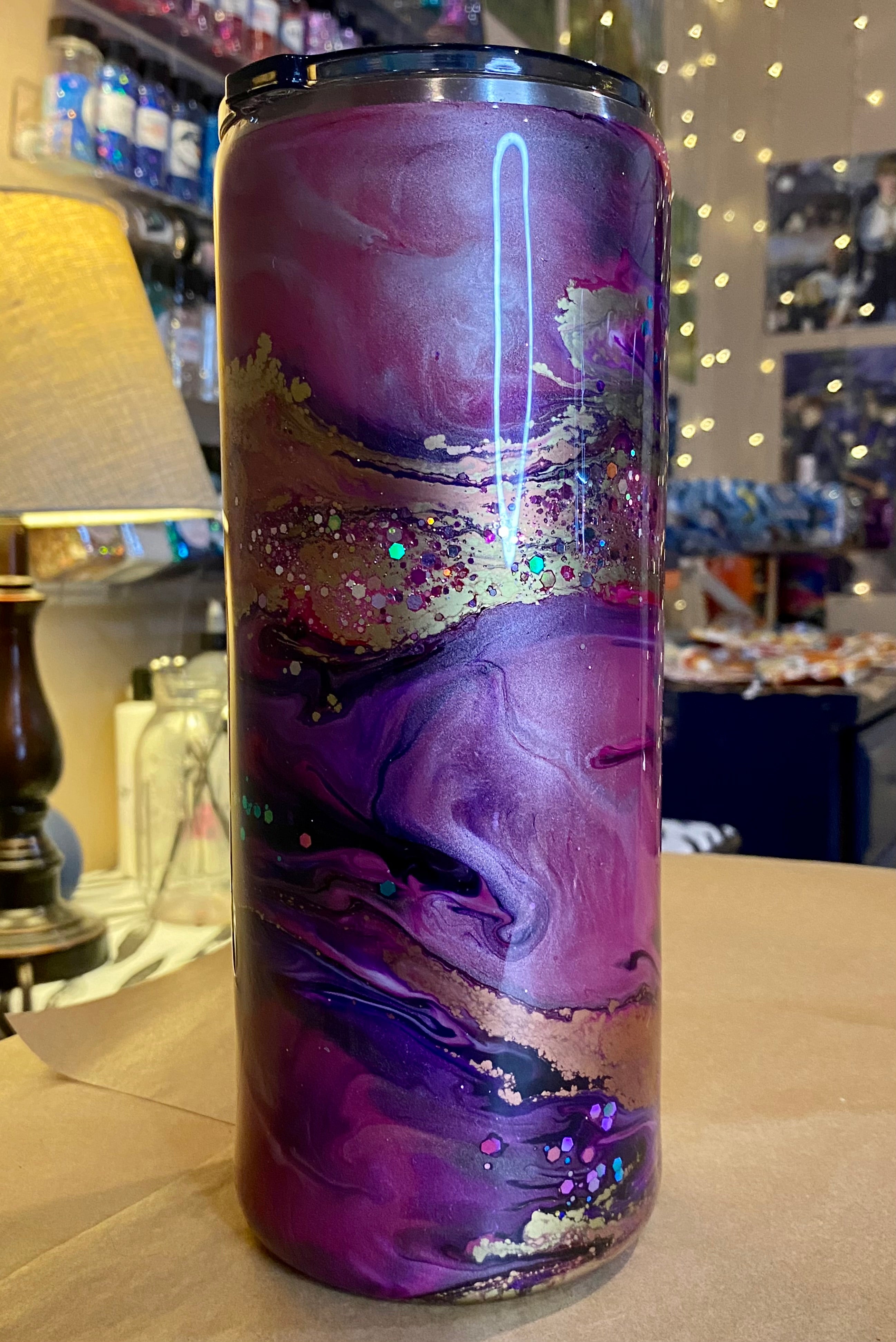 30 oz. Fatty Tumbler - Pink/Purple/Gold/Rose Gold Ink Swirl