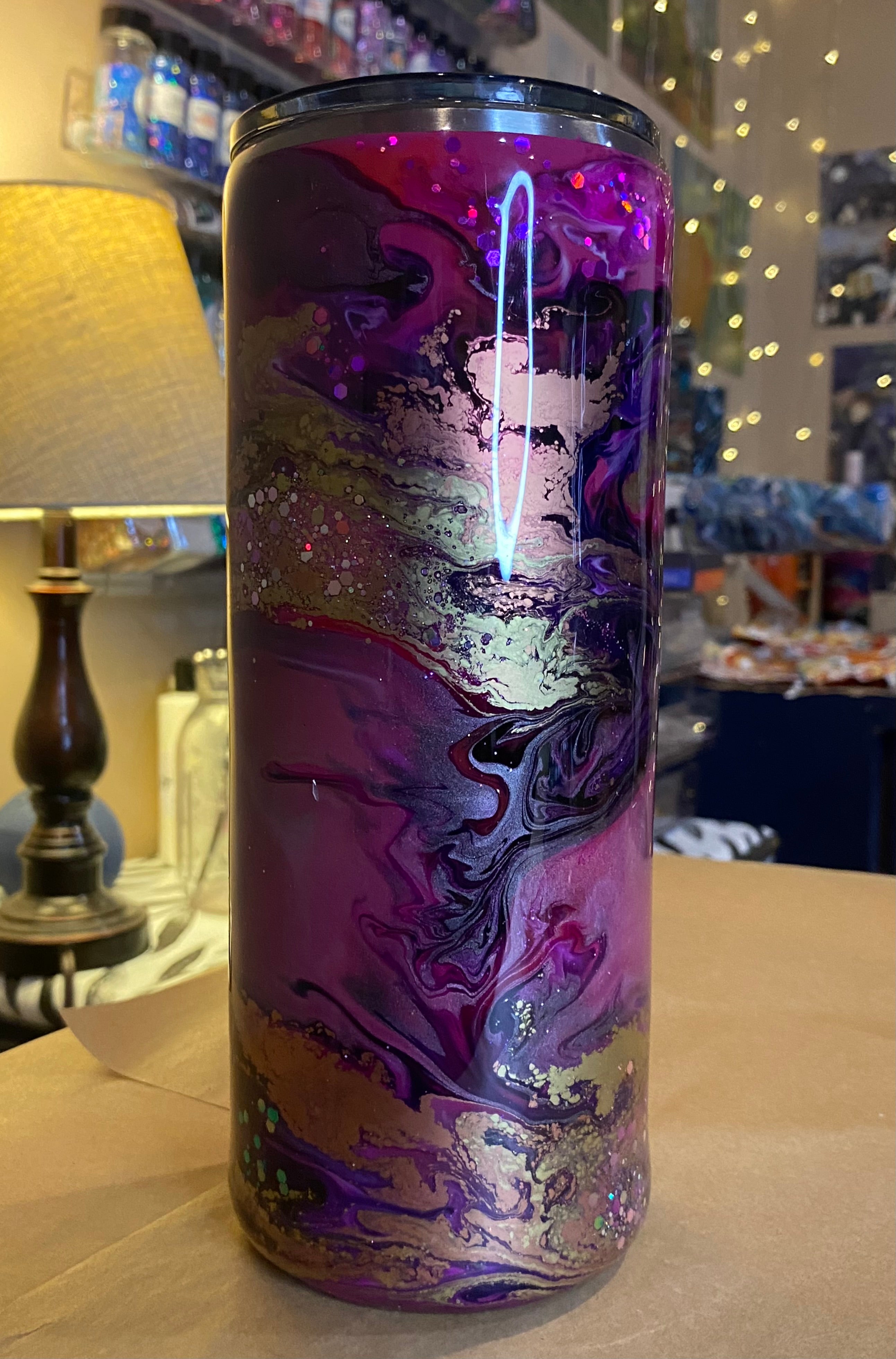 30 oz. Fatty Tumbler - Pink/Purple/Gold/Rose Gold Ink Swirl