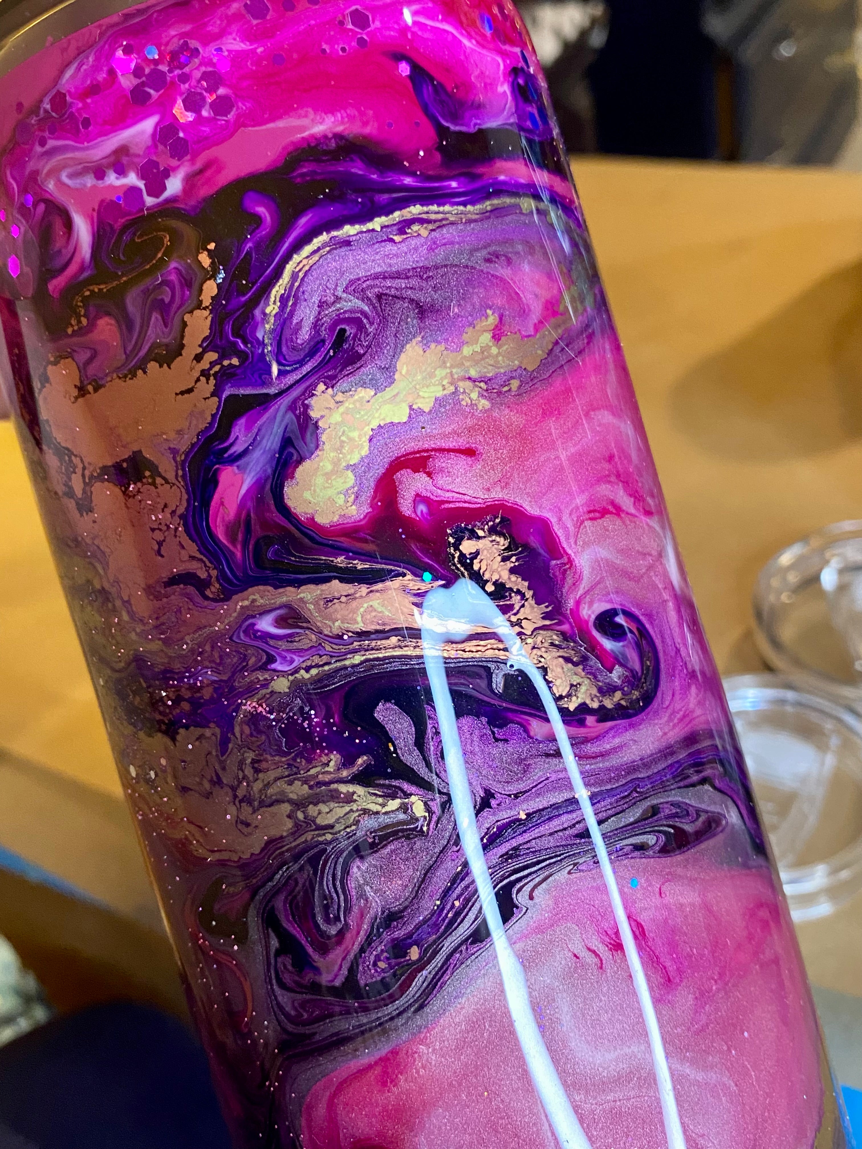 30 oz. Fatty Tumbler - Pink/Purple/Gold/Rose Gold Ink Swirl