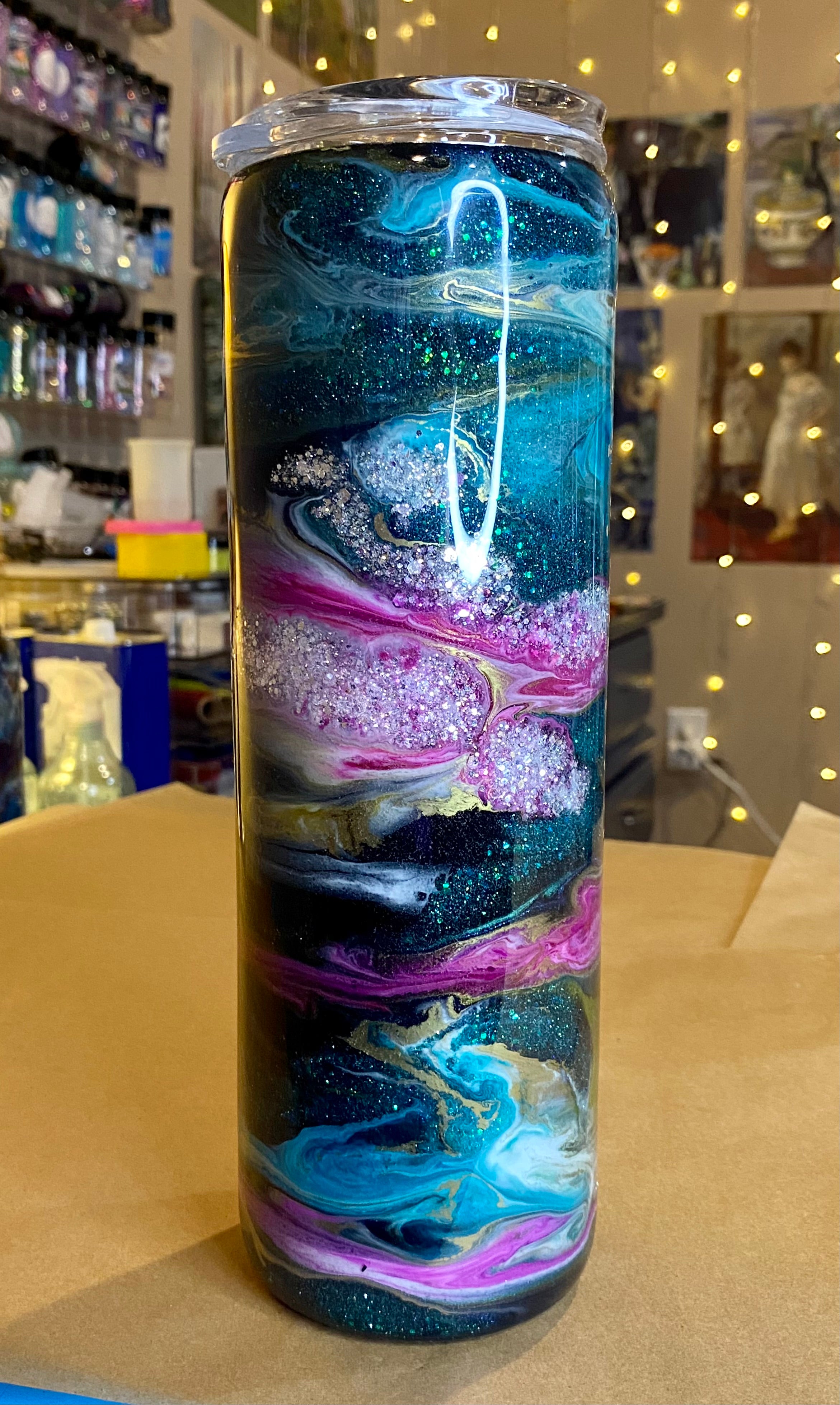 30 oz. Straight Skinny Tumbler - Purple & Teal PGS Iris