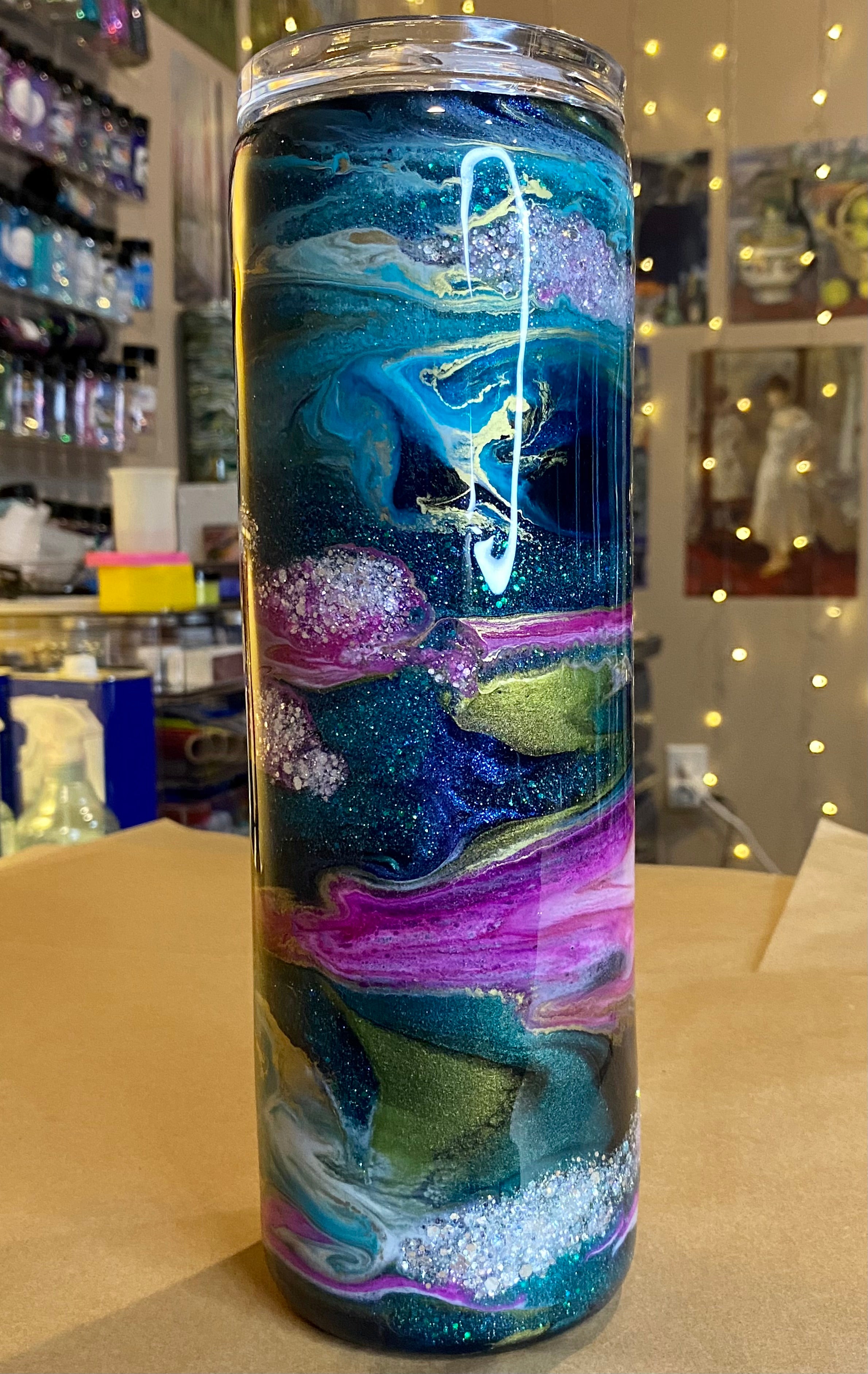 30 oz. Straight Skinny Tumbler - Purple & Teal PGS Iris