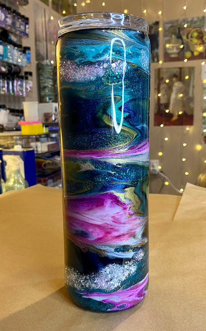 30 oz. Straight Skinny Tumbler - Purple & Teal PGS Iris