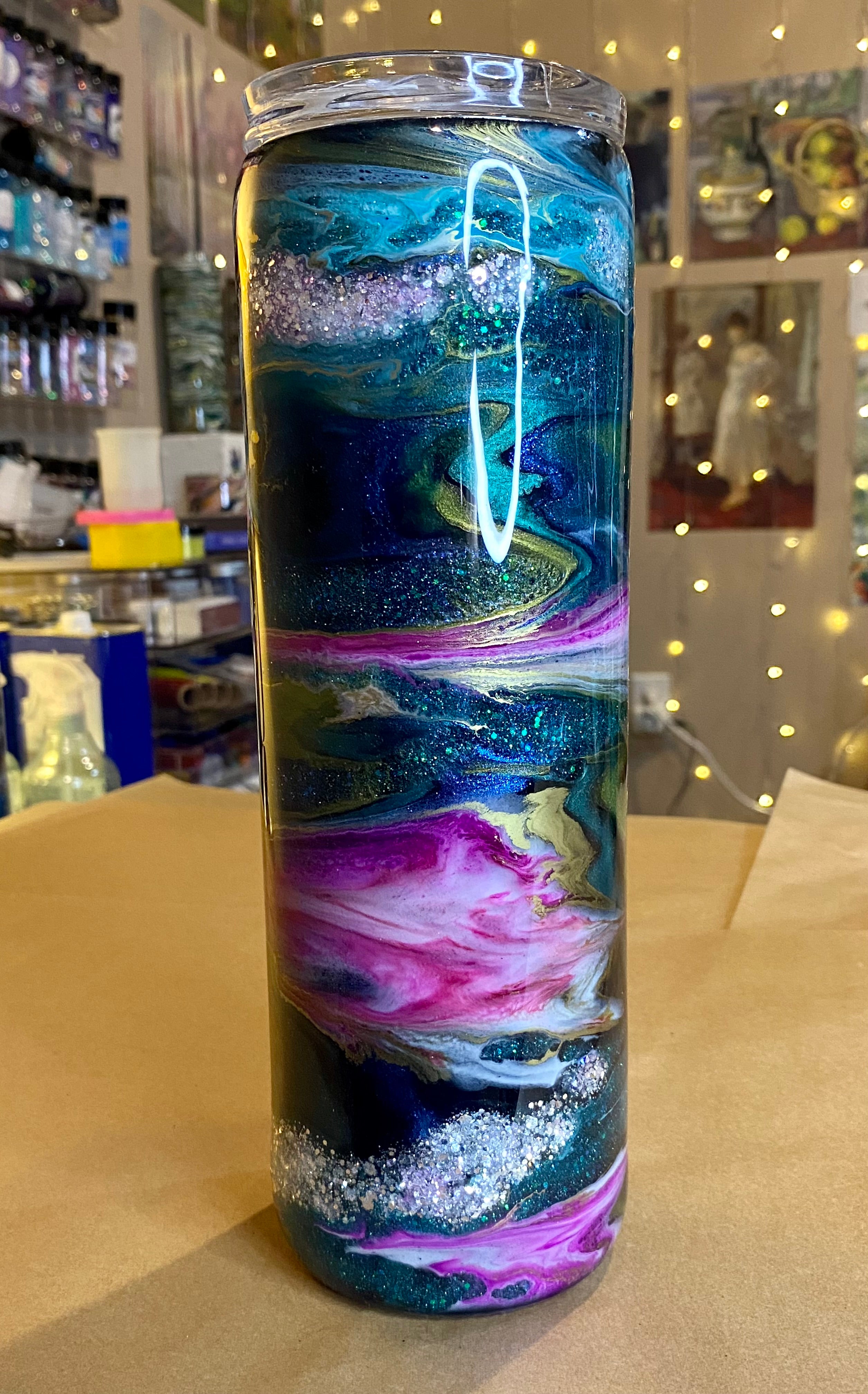 30 oz. Straight Skinny Tumbler - Purple & Teal PGS Iris