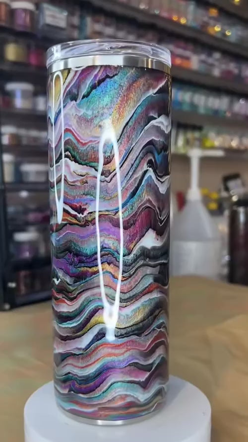 20 oz. Hogg Skinny Tumbler - Rainbow Blurred Lines (Dena)