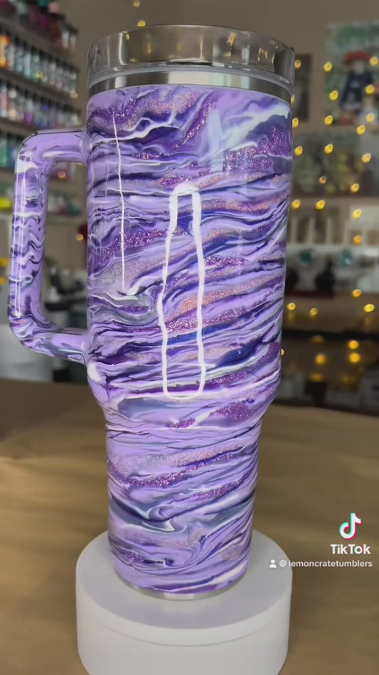 40 oz. Hogg Traveler Tumbler 💜 Purple Blurred Lines