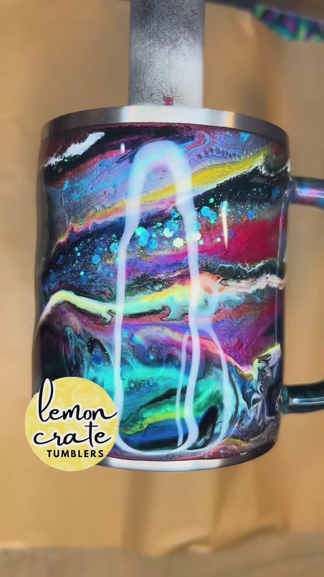 10 oz. Morning Mug (Tipsy Magnolia) - Vibrant Teal & Pink Mashup