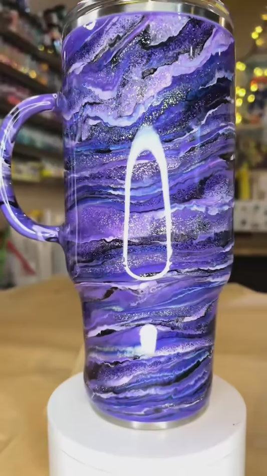 32 oz. Tipsy Magnolia Travel Mug 💜 Purple & Silver Blingy 🕶️ Blurred Lines