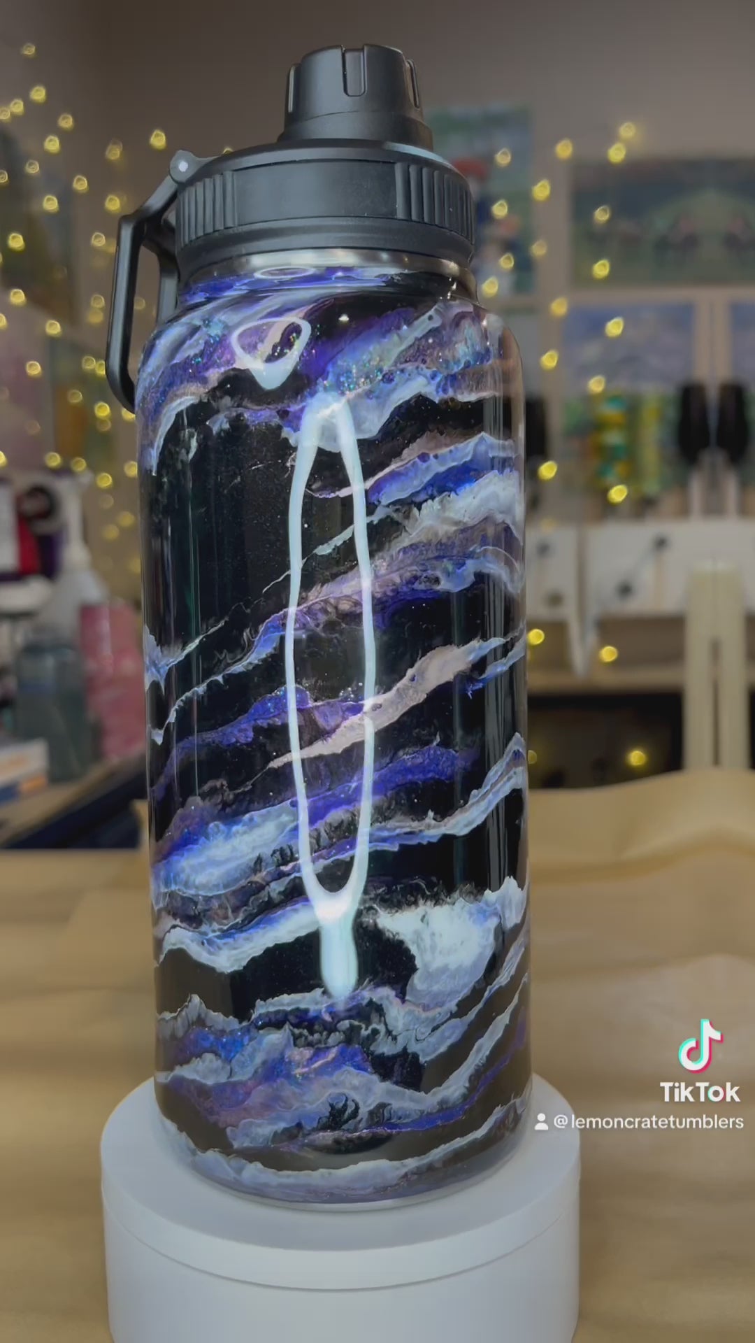 32 oz. Duo Hydro Water Bottle 💜 Purple/Rose Gold Blurred Lines